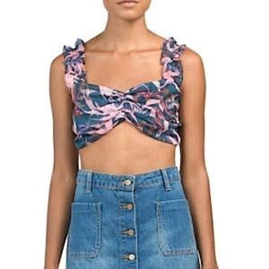 A La Plage Tropical Print Crop Top